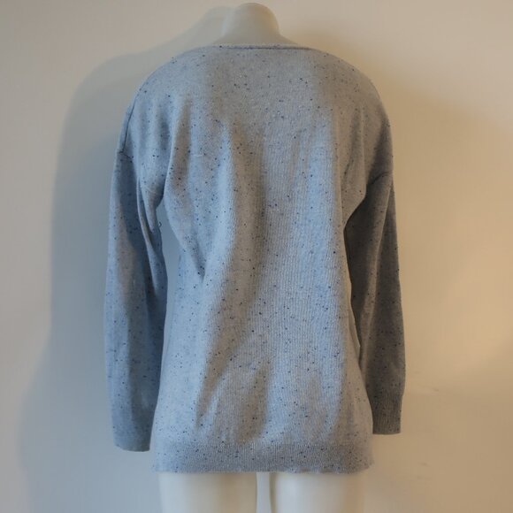 Womens Project 100% Cashmere Speckled Blue V-Neck Sweater L - Picture 4 of 6